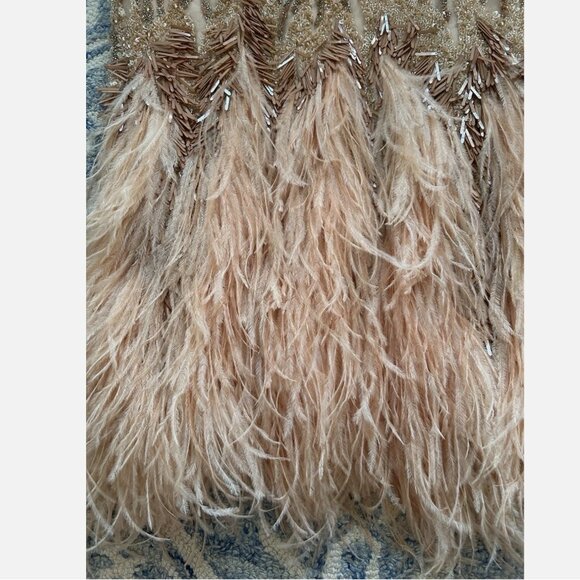 J. Mendel Dress Designer Beaded Cocktail Feather Vintage Size Small 0 2 4 XS - Picture 7 of 13